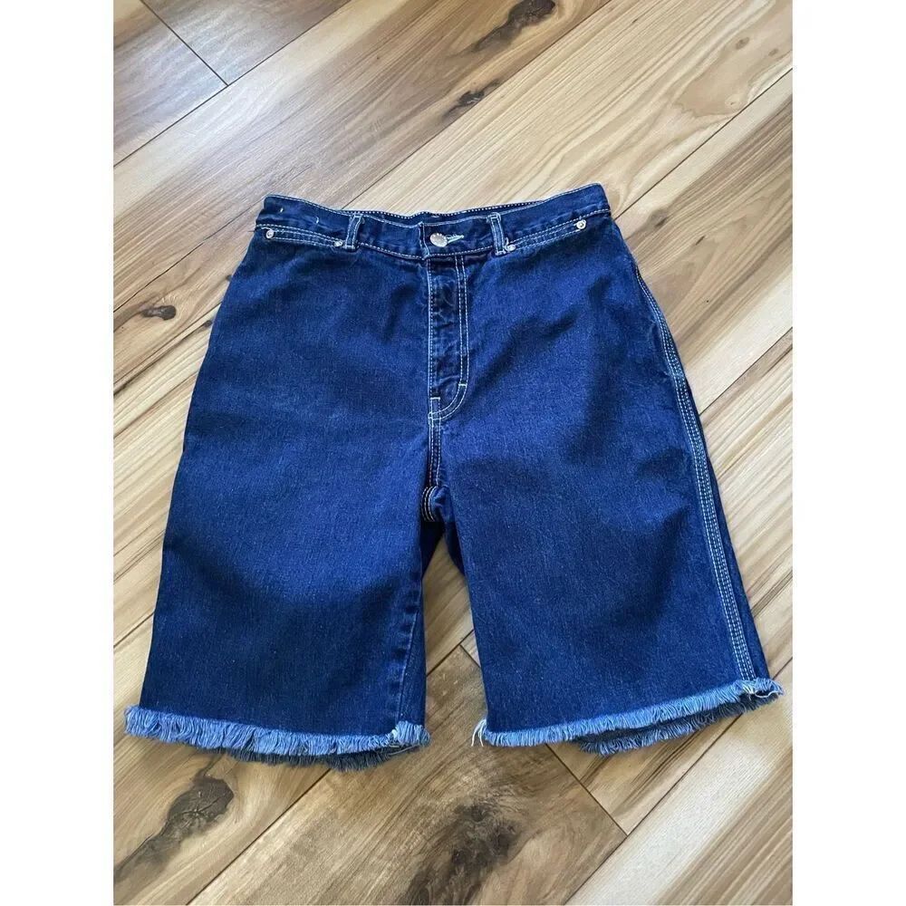 Brittania Vintage 1970s High Waist Women’s Blue Shorts- Bermuda Made in USA
